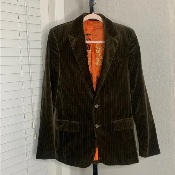 RARE vintage y2k Juicy Couture pinstriped   Velvet Blazer size 38 - Picture 6 of 11